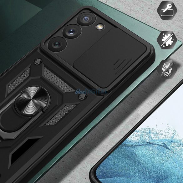 Hybrid Armor Camshield tok Samsung Galaxy A14 Armor tok kameravédővel fekete