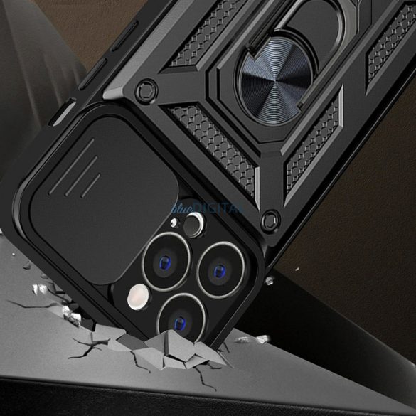 Hybrid Armor Camshield tok Motorola Moto G62 5G Armor tok kameravédővel fekete