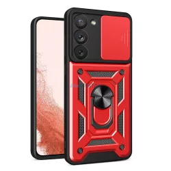   Hybrid Armor Camshield tok Samsung Galaxy S23+ Armor tok kameravédővel piros