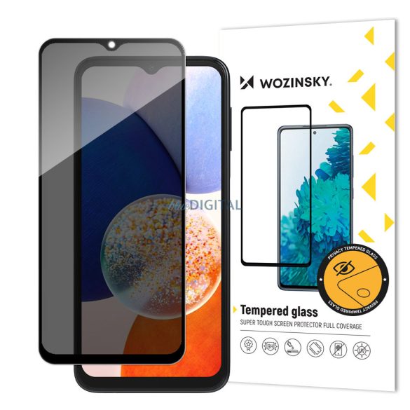 Wozinsky Privacy Glass edzett üveg Samsung Galaxy A14 5G / Galaxy A14, kémkedés elleni adatvédelmi szűrővel