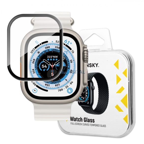 Wozinsky Full Glue edzett üveg Apple Watch Ultra 49mm 9H teljes képernyő edzett üveg fekete kerettel fólia
