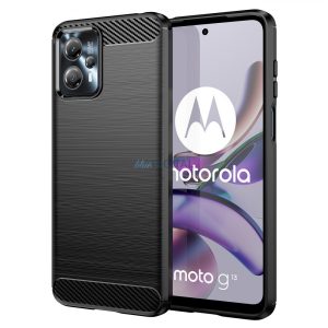 Carbon Case Motorola Moto G13-hoz Rugalmas szilikon Carbon tok fekete