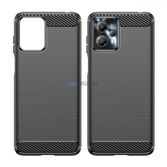 Carbon Case Motorola Moto G13-hoz Rugalmas szilikon Carbon tok fekete