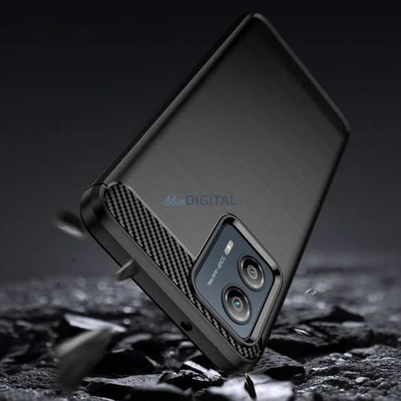 Carbon Case Motorola Moto G53-hoz Rugalmas szilikon Carbon tok fekete