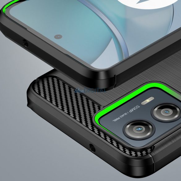 Carbon Case Motorola Moto G53-hoz Rugalmas szilikon Carbon tok fekete