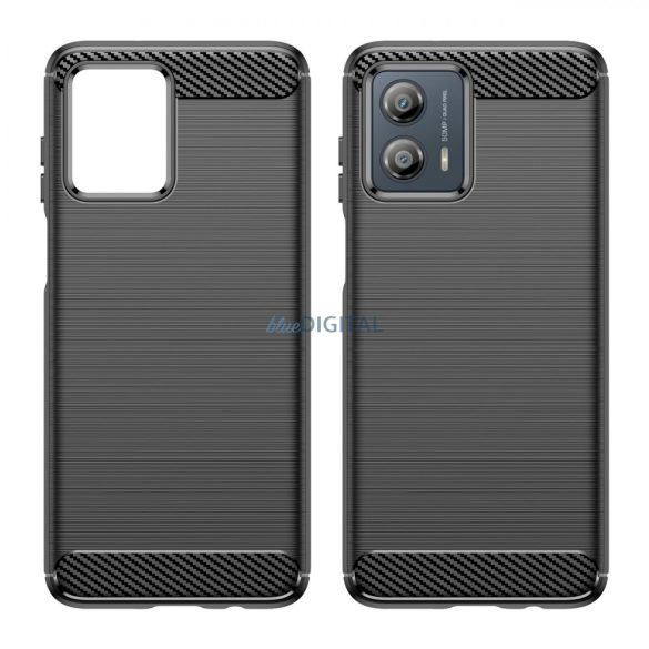 Carbon Case Motorola Moto G53-hoz Rugalmas szilikon Carbon tok fekete