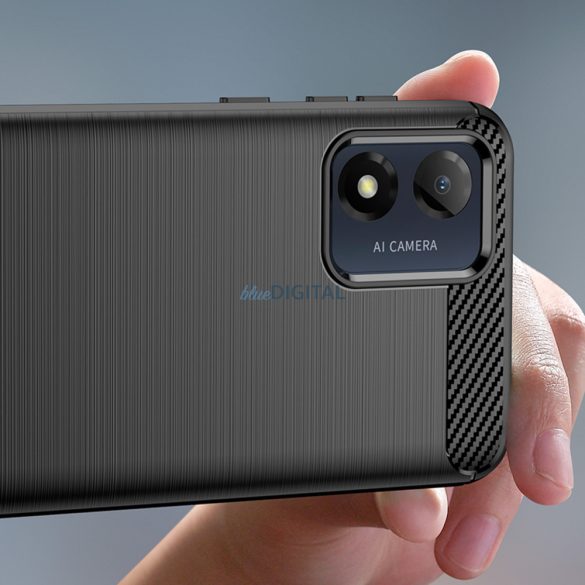 Carbon Case Motorola Moto E13-hoz Rugalmas szilikon Carbon tok fekete