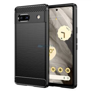 Carbon Case Google Pixel 7a Rugalmas szilikon carbon tok fekete