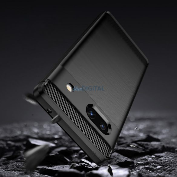 Carbon Case Google Pixel 7a Rugalmas szilikon carbon tok fekete