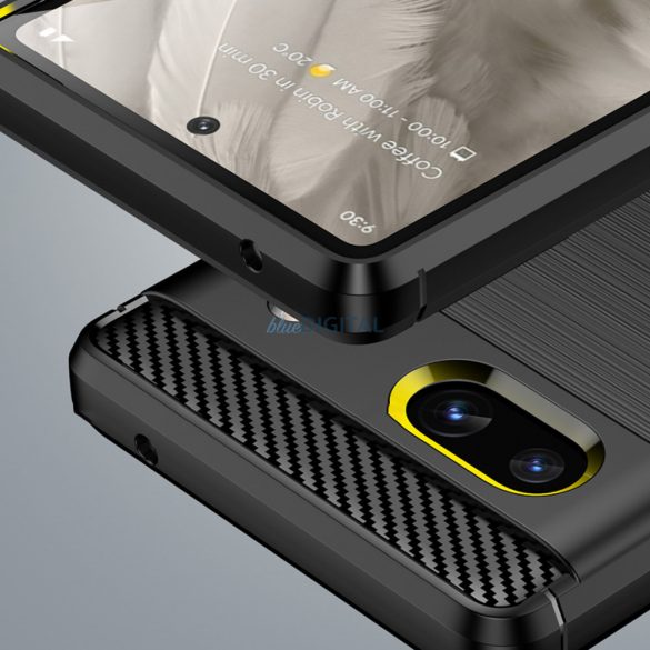 Carbon Case Google Pixel 7a Rugalmas szilikon carbon tok fekete