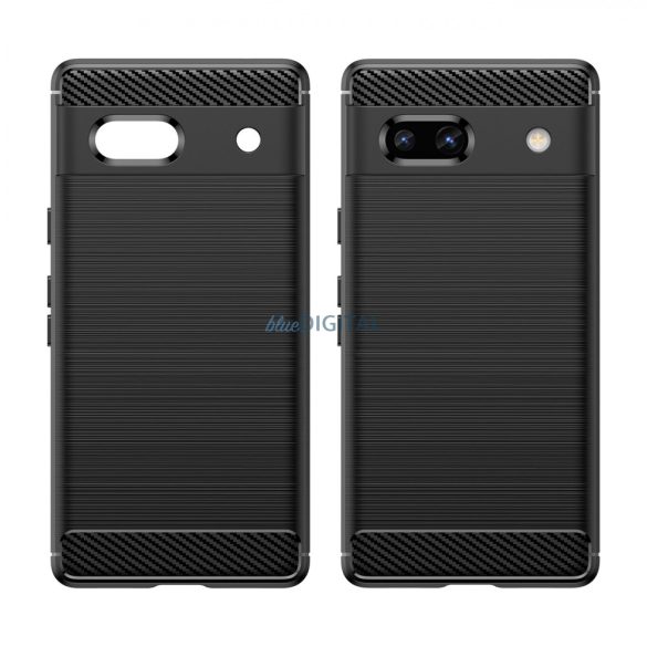 Carbon Case Google Pixel 7a Rugalmas szilikon carbon tok fekete