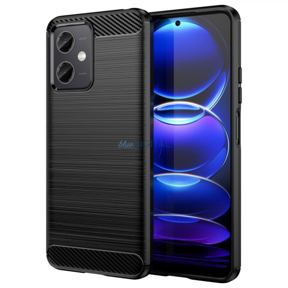 Xiaomi Poco X5 5G / Redmi Note 12 5G Rugalmas szilikon carbon tok fekete