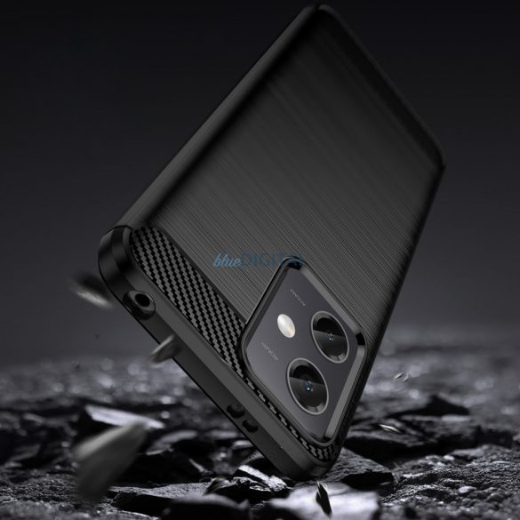 Xiaomi Poco X5 5G / Redmi Note 12 5G Rugalmas szilikon carbon tok fekete