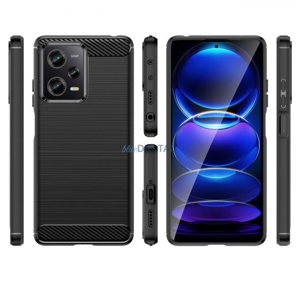 Carbon Case Xiaomi Poco X5 Pro 5G / Redmi Note 12 Pro Rugalmas szilikon carbon tok fekete