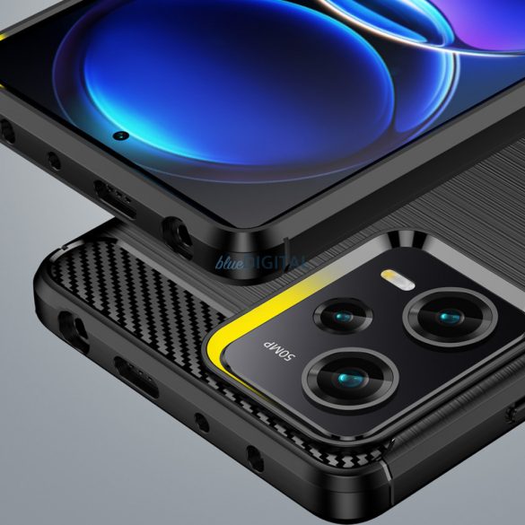 Carbon Case Xiaomi Poco X5 Pro 5G / Redmi Note 12 Pro Rugalmas szilikon carbon tok fekete