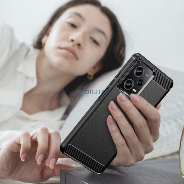 Carbon Case Xiaomi Poco X5 Pro 5G / Redmi Note 12 Pro Rugalmas szilikon carbon tok fekete