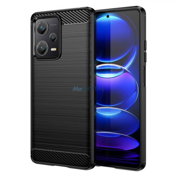 Carbon Case Xiaomi Redmi Note 12 Pro+ rugalmas szilikon carbon tok fekete