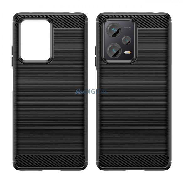 Carbon Case Xiaomi Redmi Note 12 Pro+ rugalmas szilikon carbon tok fekete