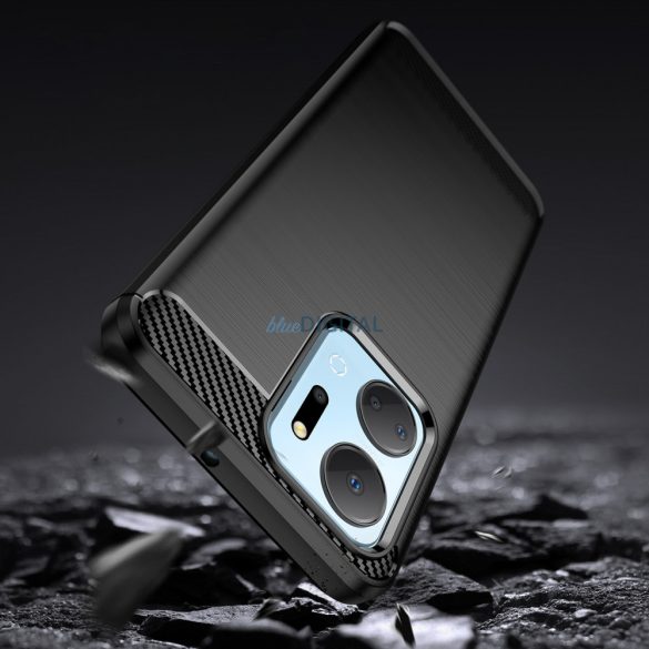 Carbon Case tok a Honor Play 40 Plus / Honor X7a rugalmas szilikon szén borító fekete színben