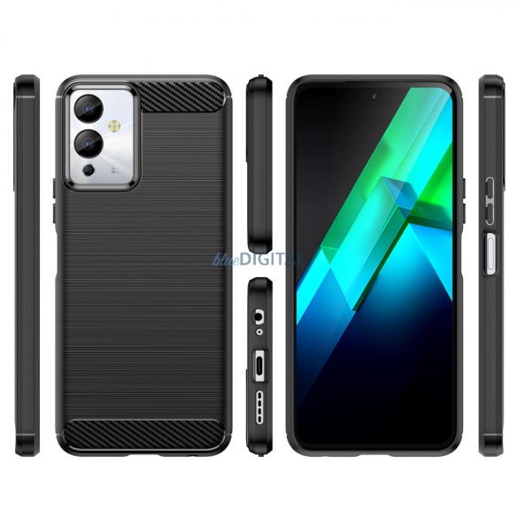 Carbon Case Infinix Note 12i rugalmas szilikon carbon tok fekete