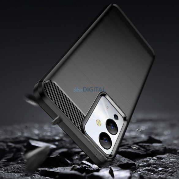 Carbon Case Infinix Note 12i rugalmas szilikon carbon tok fekete