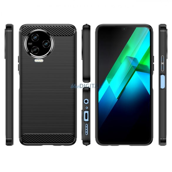 Carbon Case Infinix Note 12 (2023) / Infinix Note 12 Pro rugalmas szilikon carbon tok fekete