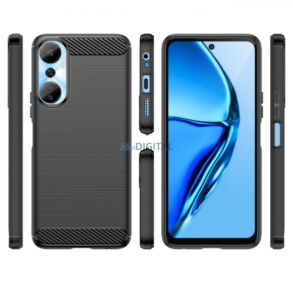 Carbon Case Infinix Hot 20 rugalmas szilikon carbon tok fekete