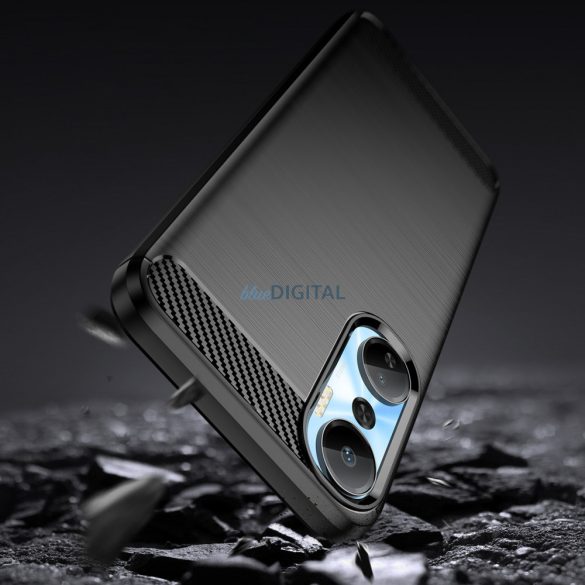 Carbon Case Infinix Hot 20 rugalmas szilikon carbon tok fekete