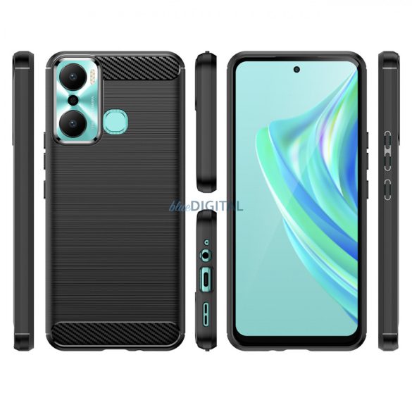 Carbon Case tok Infinix Hot 20 Play rugalmas szilikon szén-dioxid borítás fekete