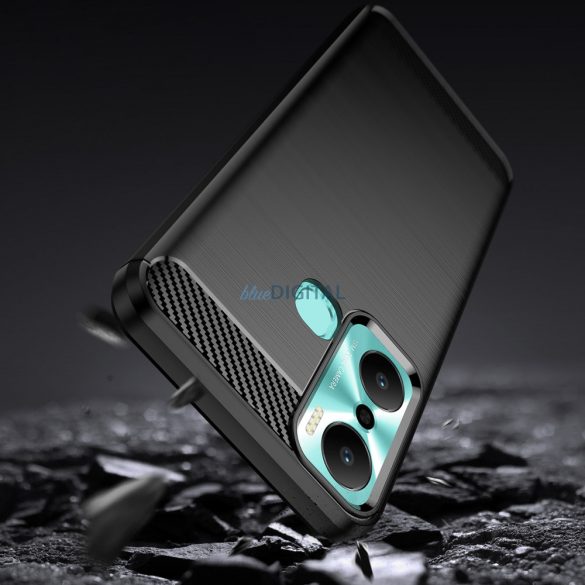 Carbon Case tok Infinix Hot 20 Play rugalmas szilikon szén-dioxid borítás fekete