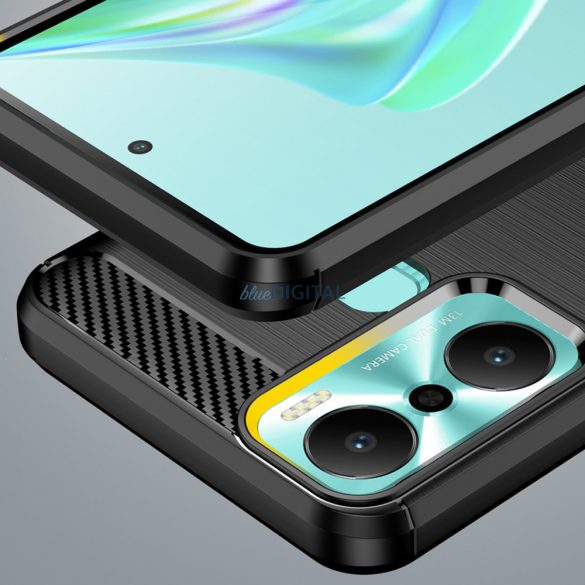 Carbon Case tok Infinix Hot 20 Play rugalmas szilikon szén-dioxid borítás fekete