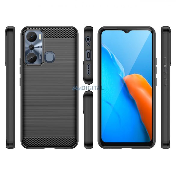 Carbon Case Infinix Hot 20i rugalmas szilikon carbon tok fekete