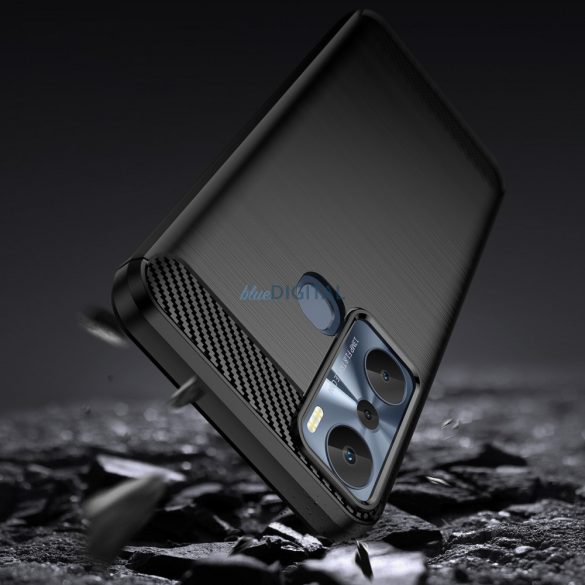 Carbon Case Infinix Hot 20i rugalmas szilikon carbon tok fekete