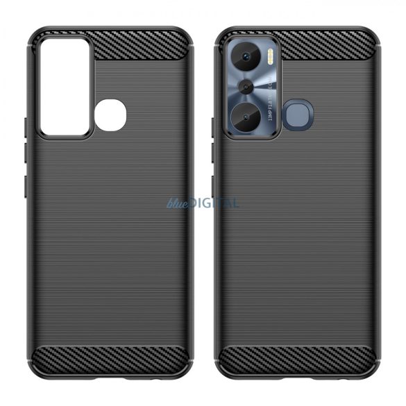 Carbon Case Infinix Hot 20i rugalmas szilikon carbon tok fekete