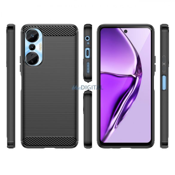 Carbon Case Infinix Hot 20S rugalmas szilikon carbon tok fekete