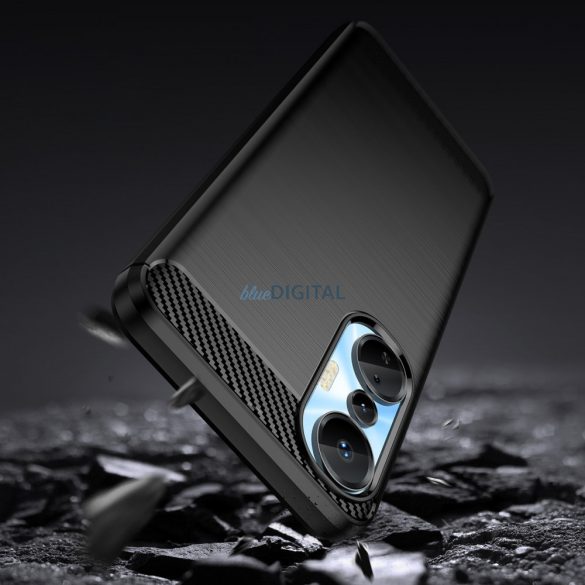 Carbon Case Infinix Hot 20S rugalmas szilikon carbon tok fekete