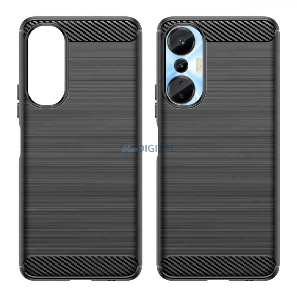 Carbon Case Infinix Hot 20S rugalmas szilikon carbon tok fekete