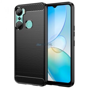 Carbon Case Infinix Hot 12 Pro rugalmas szilikon carbon tok fekete