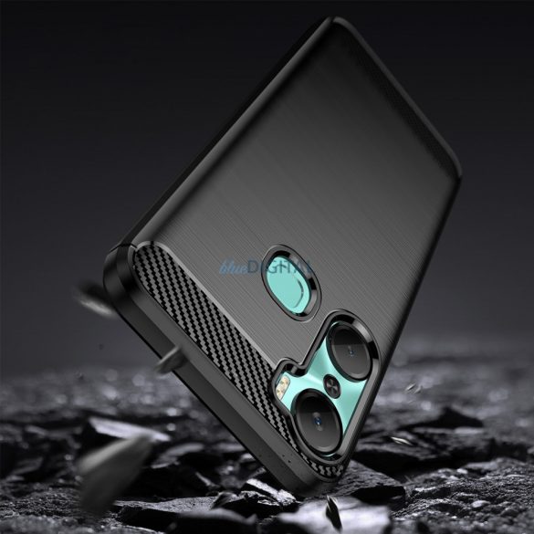 Carbon Case Infinix Hot 12 Pro rugalmas szilikon carbon tok fekete