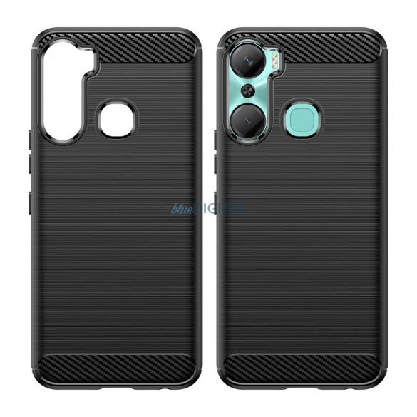 Carbon Case Infinix Hot 12 Pro rugalmas szilikon carbon tok fekete