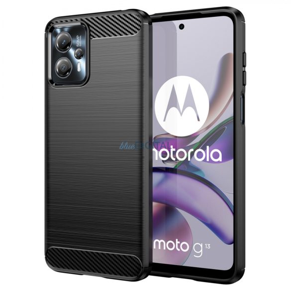 Carbon Case Motorola Moto G53 / G13 rugalmas szilikon carbon tok fekete