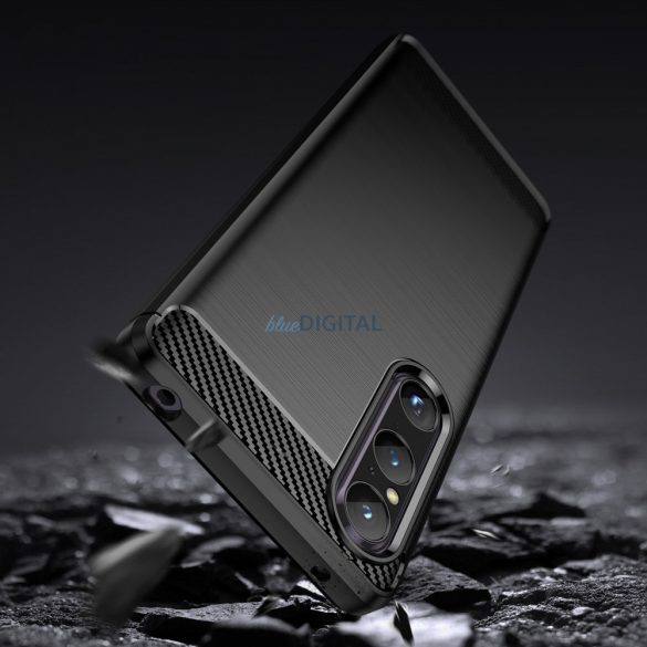 Carbon Case Sony Xperia 1 V rugalmas szilikon carbon tok fekete