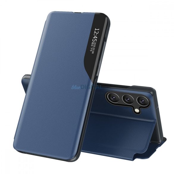 Eco Leather View Case tok Samsung Galaxy A24 4G tok Samsung Galaxy A24 4G-hez flipes állvánnyal kék