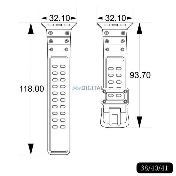 Triple Protection csereszíj Apple Watch SE, 9, 8, 7, 6, 5, 4, 3, 2, 1 (41, 40, 38 mm) fekete