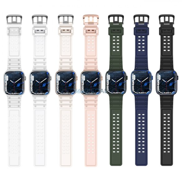 Strap Triple Protection szíj az Apple Watch SE, 8, 7, 6, 5, 4, 3, 2, 1 (41, 40, 38 mm) karperechez bézs színű karkötőhöz tok