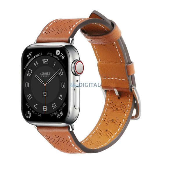Bőr csereszíj Apple Watch SE, 9, 8, 7, 6, 5, 4, 3, 2, 1 (41, 40, 38 mm) barna