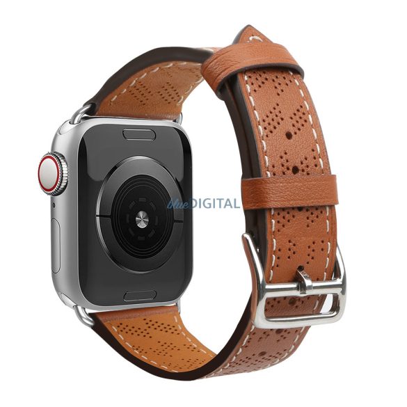 Bőr csereszíj Apple Watch SE, 9, 8, 7, 6, 5, 4, 3, 2, 1 (41, 40, 38 mm) barna