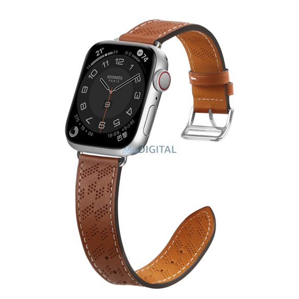 Bőr csereszíj Apple Watch SE, 9, 8, 7, 6, 5, 4, 3, 2, 1 (41, 40, 38 mm) barna