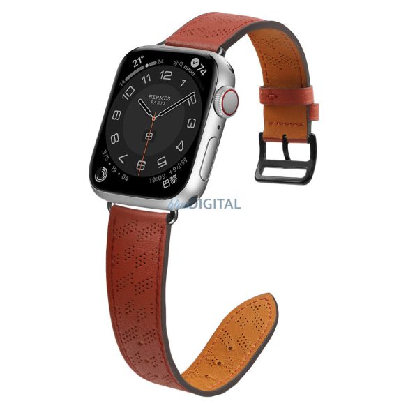 Bőr csereszíj Apple Watch SE, 9, 8, 7, 6, 5, 4, 3, 2, 1 (41, 40, 38 mm) piros