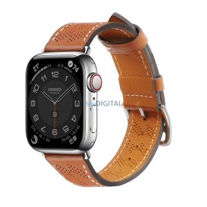 Bőr csereszíj Apple Watch Ultra, SE, 9, 8, 7, 6, 5, 4, 3, 2, 1 (49, 45, 44, 42 mm) barna